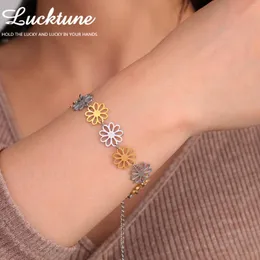 Urok bransolety LuckTune Bohemian Flower Bransoletka dla kobiet stal nierdzewna klaster mody biżuterii ślubny prezent urodzinowy