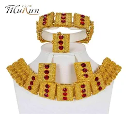 Mukun Turkey Big Nigeria Women Jewelry Conjuntos de jóias dubai ouro conjunto de jóias de casamentos de noiva Acessórios Africanos Acessórios Design1827211