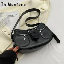 Evening Bags Jin Mantang Zipper Design Shoulder Underarm For Women Leather Female 2024 Trend Spring Fashion Armpit Bag Handbags