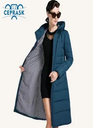 Caspa de inverno CePrask Mulheres PS Tamanho Longo Casaco de inverno da moda Longo Capuz de alta qualidade Aqueça jaqueta Parka LJ2011277236622