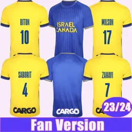 2023 2024 Maccabi 텔 아비브 남성 축구 유니폼 사보리 Zahavi Biton Cohen Milson Home 축구 셔츠 짧은 슬리브 유니폼 199w