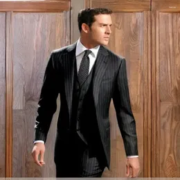Erkekler Suits Business Stripes Erkekler 2024 İnce Fit resmi damat smokin düğün parti takım elbise İtalyan tasarımı 3 adet (ceket pantolon yelek)