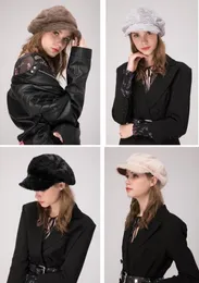 Stand Focus Женщины Faux Fur Cabbies Gatsby Newsboy Hat Cap Ladies Стильная зима теплое тепло -черное коричневое бежевое серое 8551517