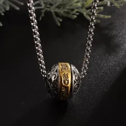 Hänge halsband retro religiös roterbar buddhistiska skrifter kul koppar halsband för män och kvinnor lyckliga amulet smycken gåva
