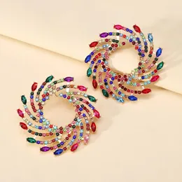 Stud Ohrringe Luxus glänzend runde Spirale Twist Big for Women Mode Elegante ethnische Accessoires Hochzeitsfeier Statement Schmuck Schmuck