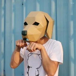 Decorazione per feste 3d Paper 3D Golden Retriever Dog Testa Maschera Testa
