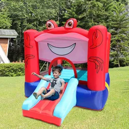 Bouncer Bounce House Castle Uppblåsbara Jumping Toys Jumper Crab Jumping Moonwalk med Slide For Kids Toddlers inomhus utomhusspel gåvor roligt i trädgårdsbakgård