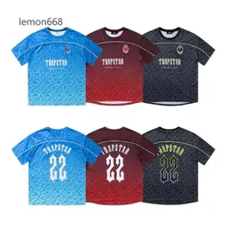 T-shirt maschile Trapstar Mesh Football Jersey Blu Black Red Men T-shirt Sports Designer Fashion Clothing 434444