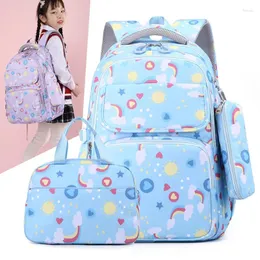 Backpack Kids for Girls Boys School Bag Set With Lunch Lápis Case à prova d'água Backpacks Primariamente Infantil Bookbag