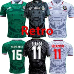 86 94 95 98 06 Mexico Retro Soccer Jersey Home Away Football Shirts 1998 Men's Vintage BLANCO HERNANDEZ Campos Short Sleeve Sport Uniforms Camiseta Futbol 182L