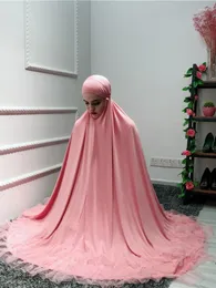 Arbeitskleider muslimische Zweiteiler Frauen Top und Rock Ramadan Anbetung Robe Spitze Musulman Big Swing Maxi Röcke Dubai Kaftan Islamic Clothing