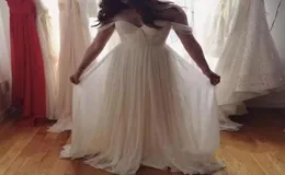 فستان زفاف شيفون بسيط شيفون عالية الجودة قبالة الكتف حبيبتي الزفاف فساتين البوهيمي