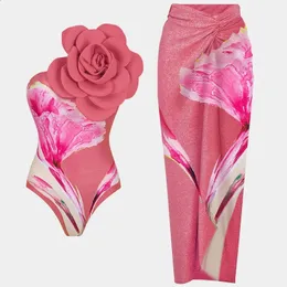 2024 Fashion Floral Printed Luxury Styles for Women Two Pieces Sets 3D Flower Design Swimwear Beachwear Biquinis De Luxo Bikinis 240426