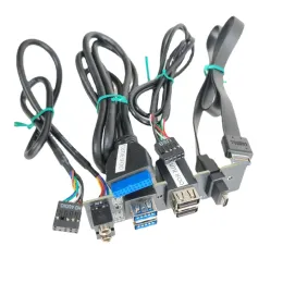 Computer Motherboard Verlängerung Frontplatte Kabel Typ-E 19Pin 9Pin zu Typ-C 2-Port USB 2.0 3.0 3.1 HD-Audio 3,5-mm-Sockelkabel