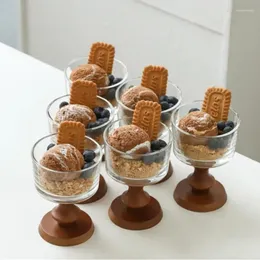 Skålar franska efterrätt skål trä högt ben glas pudding hem kök mousse och glass kopp 200 ml