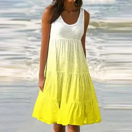 Casual Dresses For Formal Occasions Womens Summer Dress Sleeveless Mini Solid Loose Short Flowy Pleated Sundresses