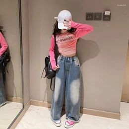 衣類セットキッズ女の子の服セット春の長袖Tシャツストレートジーンズ2ピース10代の子供衣装10 12 13カジュアル服