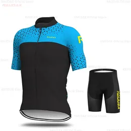 レーシングジャケットRaudax Men's Cycling Jersey Set 2024 Team USA衣料品MTBビブショートパンツバイクジャージトライアスロンロパシクリスモ