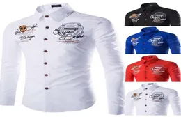 Zogaa Men Shirt Shirt с длинным рукавом Casual Slim Fit S. Geek Presence Cotton Dress для печатных топов S 2107215437989