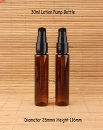100pcsLot Whole Plastic 30ml Amber Lotion Pump Bottle with Water 1OZ Women Makeup Container Portable Travel Refillablehigh qt7016432