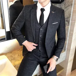 Stylish and Comfortable Suit Men Business Leisure Professional Slim Handsome Marriage Threepiece Set 240430