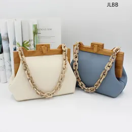 Bag Women's Box Bucket Wooden Clip Evening Ins Acrylic Chain Luxury Handbag Women Banquet Party Purse Shoulder Sac