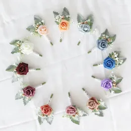 Flores decorativas LoveGrace Boutonniere Wedding Bride Wrist Corsage Flor Girl Bracelet White Rose Prom Party Men Butroflehole Decor Women Women