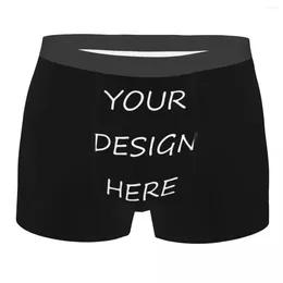 Underpants Male Fashion Custom Your Po Logo Text Print Underwear Design Here DIY Boxer Briefs Breathable Shorts Panties