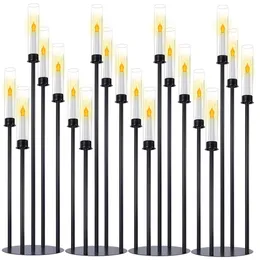 No candle)only can use led candle)Black Candle Holders for Christmas Decoration Wedding black Table Centerpiece Home Decor led Candles stand