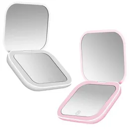 Ny 2024 Ny mini Portable Pocket Makeup Mirror Foldbar och praktisk, LED -lampor Makeup Mirror With LightStravel Compact Lighted Mirror Makeup