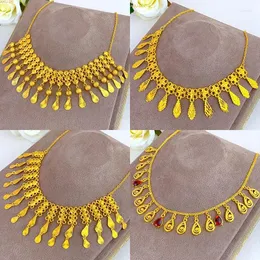 Pendant Necklaces Exquisite And Luxury Xinjiang Dubai Bride Gold Color Jewelry Necklace Wedding Women's Tassel