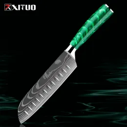 Santoku Knife 7 -calowy orientalne nóż szefa kuchni Wszechstronny nóż do kuchni Niemiecki stal nierdzewna Pełna klamka Ostry nóż kuchenny