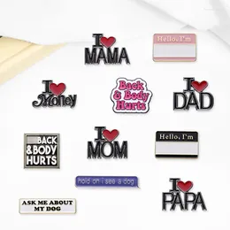 Brooches Creative Trendy Cartoon Text Phrase Mom Dad Oil Drop Lapel Brooch Badge Pin Denim Bag Gift Men Women Fashion Jewelry Accessories