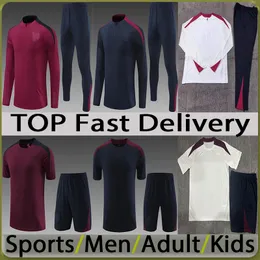 2024 England Kids Football Tract Soccer Training Suit Jacket Set 24 25 Reddish Black Mens Jerseys Tracksuits Jogging Set Survetement Foot Chandal Tuta