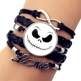 11 COLORES FICÇÃO CIÊNCIA HALLOWEEN HORROR Scary Night Film Christmas Film Glass Cabochon Multilayer Leather Bracelets de alta qualidade pulseiras de alta qualidade