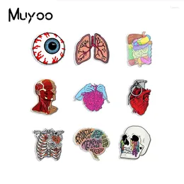 Brooches 2024 Arrival Fashion Skull Skeleton Heart Organ Anatomy Handcraft Epoxy Acrylic Resin Lapel Pins Badge Pin