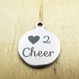 Pendant Necklaces 20pcs/lot-heart 2 Cheer Stainless Steel Charms Laser Engraved Customized DIY Pendants