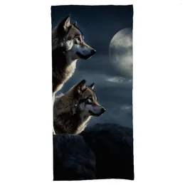 Bath Accessory Set Beach Towel Wolves In The Moonlight Microfiber Towels Swimmers Bathroom 27.6"x55.1"