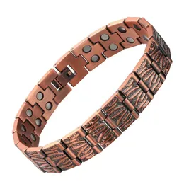 Bracciale magnetico di colore in rame rosso vintage per uomini donne a doppia fila magnete braccialetti di energia sana braccialetti di lusso 240423