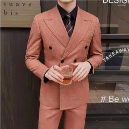 Herrenanzüge (Jackets Hosenweste) hochwertige doppelte Breasted Elegant Fashion 3 PCs 2024 Casual Wedding Social Suit Smoking Smoking