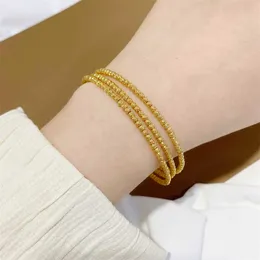 Memory Elastic Three Loop Bouncing Dizhu Bracelet for Women in Nansha Vietnam Gold Headed Jewelry Same Style Will Not Fade a Long Time