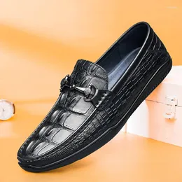 Casual Shoes Luxusdesignerin echte Leder -Laobers Herren Krokodile geprägte italienische Mokassins