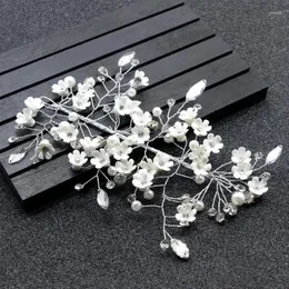 Haarklammern Weiße Blumen Ornamente Kopfschmuck für elegante Braut Hochzeit Prom Kammzubehör Blätter Schmuck Haarnadeln
