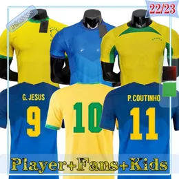 2022 FSAN Player Brasil Soccer Jersey Camiseta de Futbol Maillot Foot Paqueta Neres Coutinho Firmino Jesus Marcelo Pele 21 22 23 Brazils Foo 2780