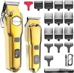 Full Metal Professional Hair Clipper Combo Kit Friseur Schnurloses Haar Trimmer für Männer leistungsstärkeres elektrisches Haar geschnittener Werkzeugmaschine 240429