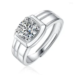 Rings Rings NA 2024 S925 Sterling Silver VVS 1CT Moissanite Ring Men Wedding Mossanite for Man Jewelry