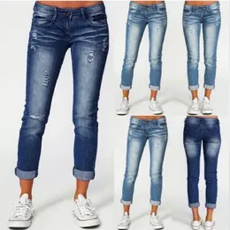 Broeken Dames New Denim Jeans Womens Ripped Pantalon Droit Straight Jean Femme Slim Pantalon De Mujer Womens Jeans Denim Pants 287U