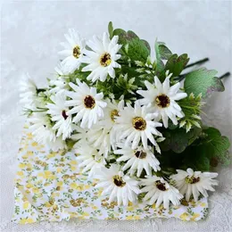 Decorative Flowers Simulation Flower Small Daisies Fresh Home Decoration Fake 7 Head Oil Painting Green Chrysanthemum Silk Table