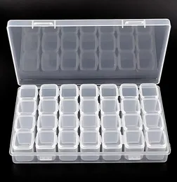 28 Slots Transparent Plastic Nail Art Storage Box Display Hülle Organizer Halter für Strassperlen Kosmetische Schmuckdekoration 6680522