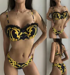 Vintage Print Bikinis Awear Women Women Women Goldled Satursuit Sexy Lace Push Up Bikini Conjunto Maillot de Bain Femme Bathing Suit de banho BIQUININI W8234397